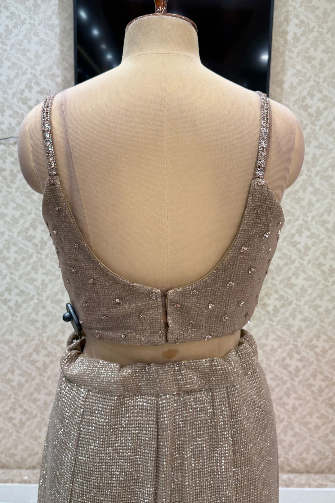 Brown Sequins and Beads work Mermaid Cut Lehenga Set