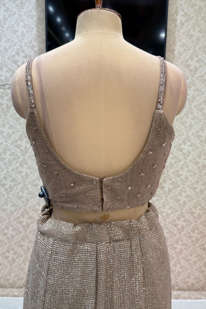 Brown Sequins and Beads work Mermaid Cut Lehenga Set