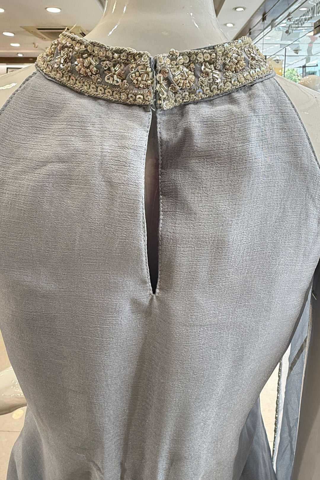 Sea Blue Zari, Sequins and Beads work Palazzo Salwar Suit