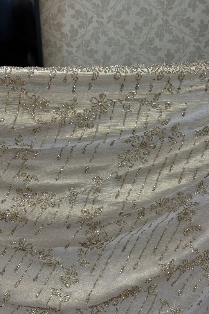 Peach Saree Featuring Stone and Beads work