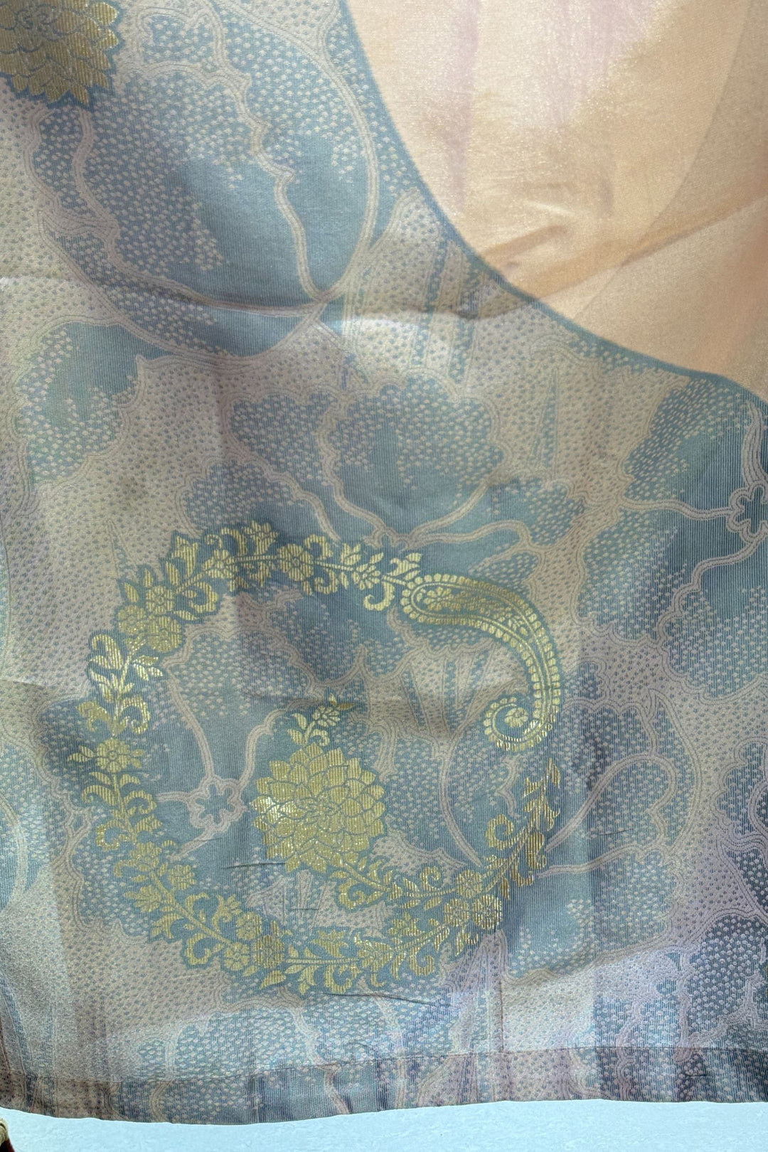 Peach Beads, Mirror, Sequins, Jacquard and Stone work Straight Cut Salwar Suit