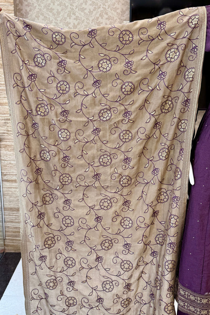 Light Purple Embroidery and Sequins work A-line Cut Salwar Suit