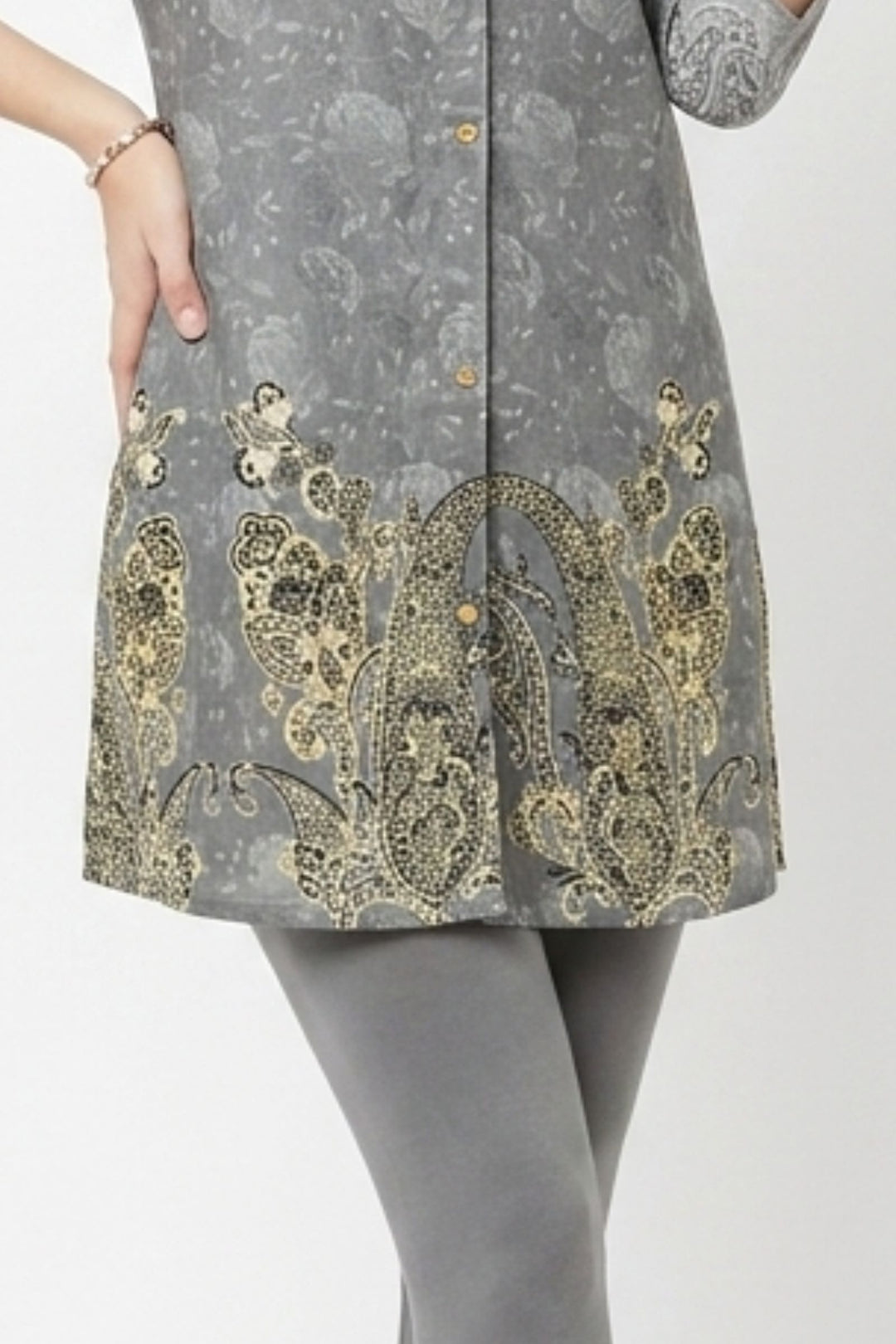 Grey Digital Print Short Kurti