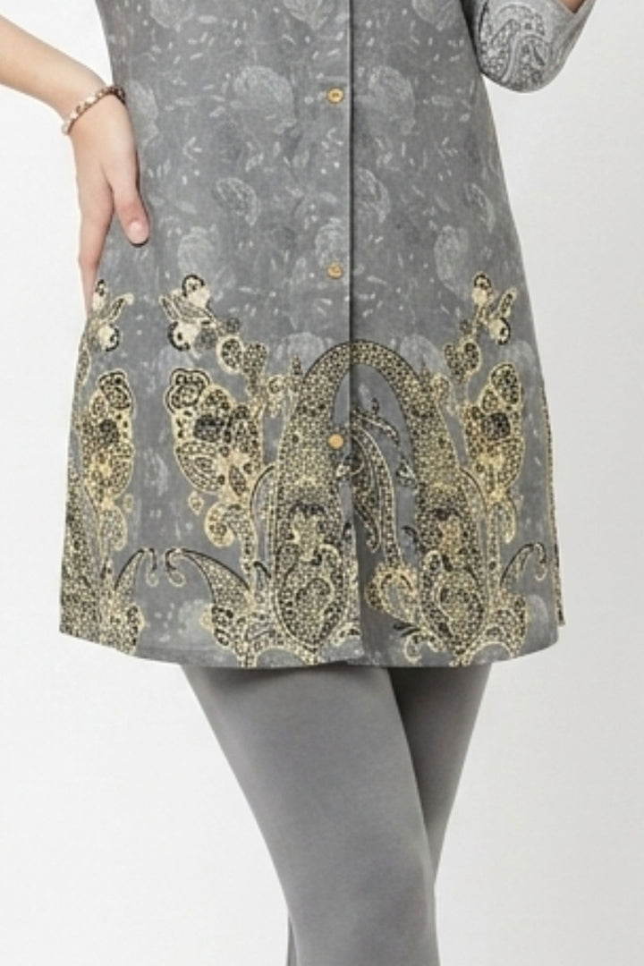 Grey Digital Print Short Kurti