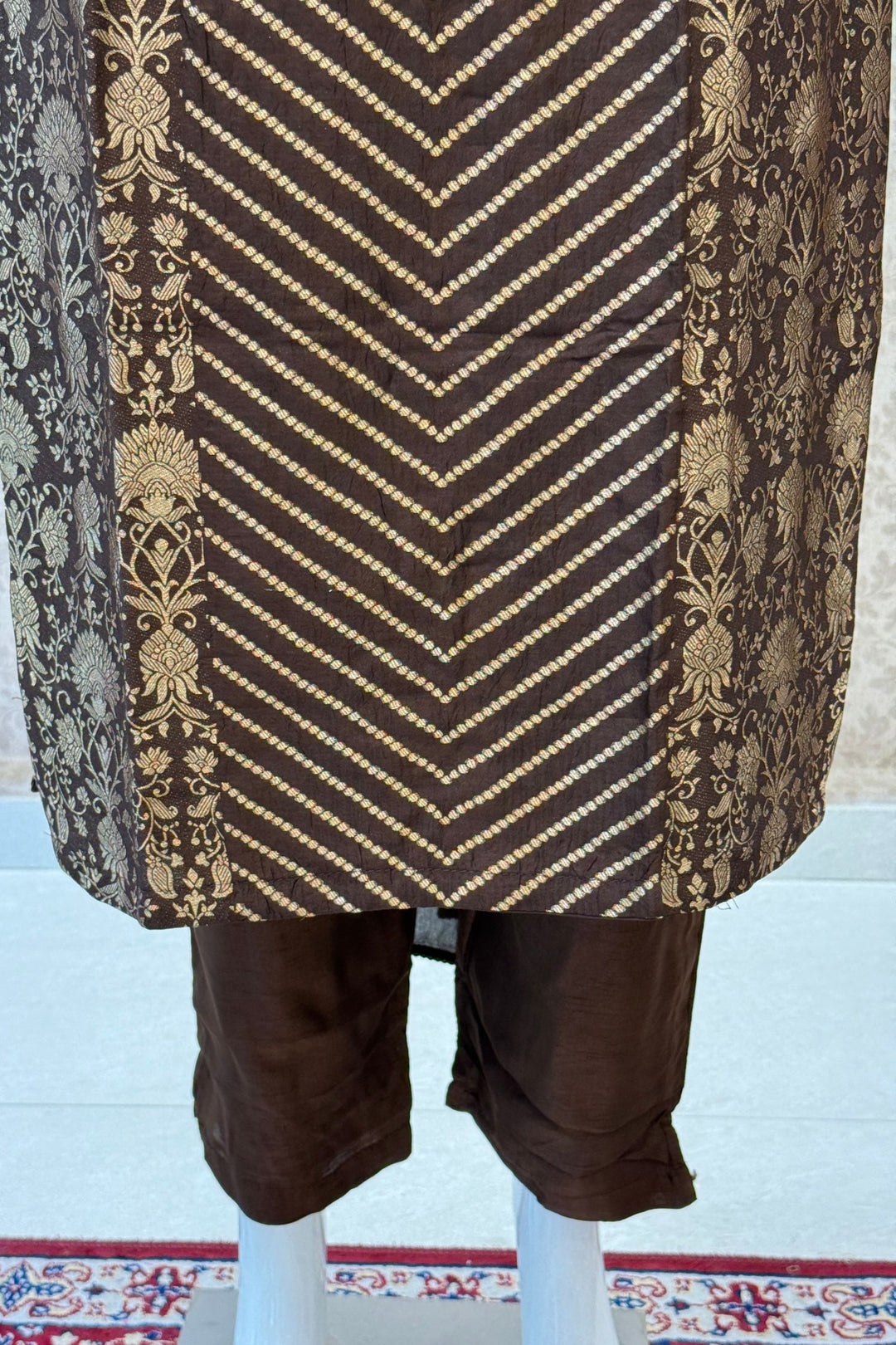 Brown Banaras work Straight Cut Salwar Suit