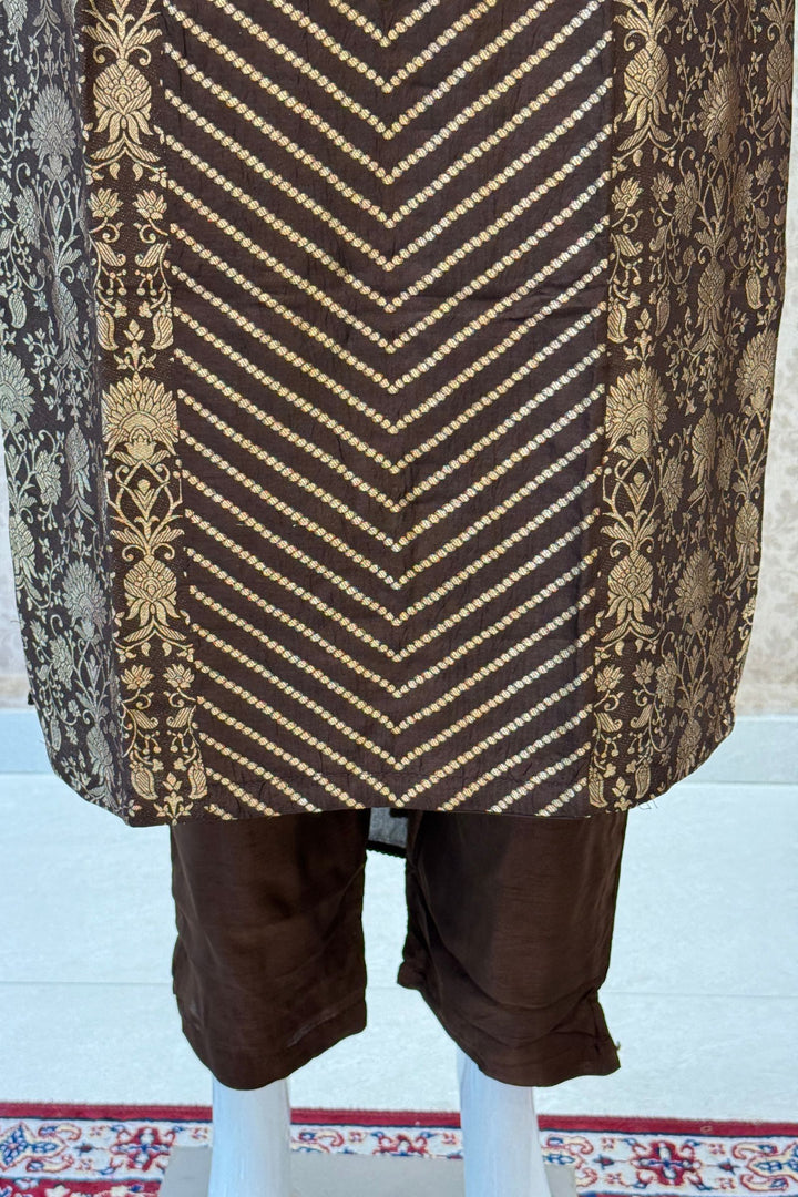 Brown Banaras work Straight Cut Salwar Suit