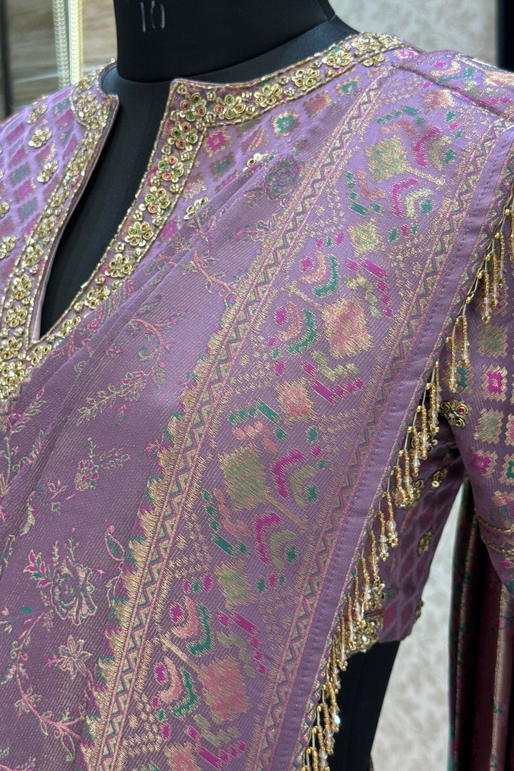 Banaras, Zardozi and Sequins work Ready-to-Wear Saree with Embellished Blouse