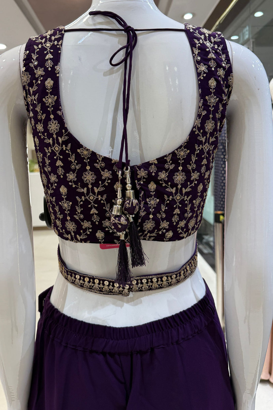 Purple Sequins and Zari work Palazzo Suit Set