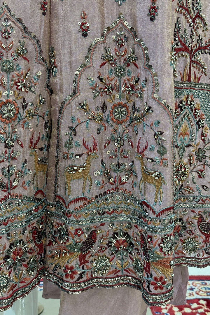 Mastani Style Palazzo Set with Beads and Sequins Work Featuring Detailed Animal Motifs