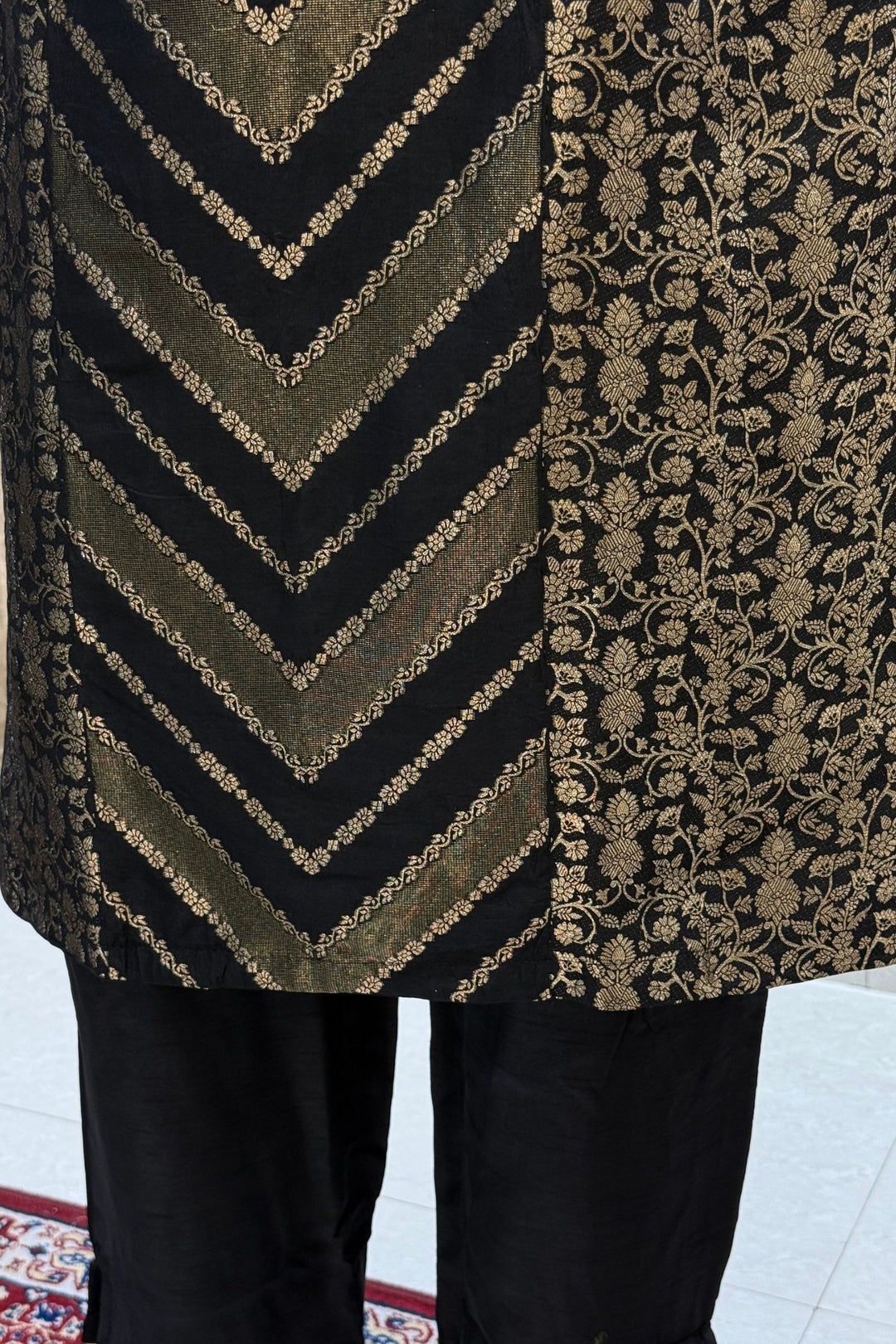 Black Banaras work Straight Cut Salwar Suit