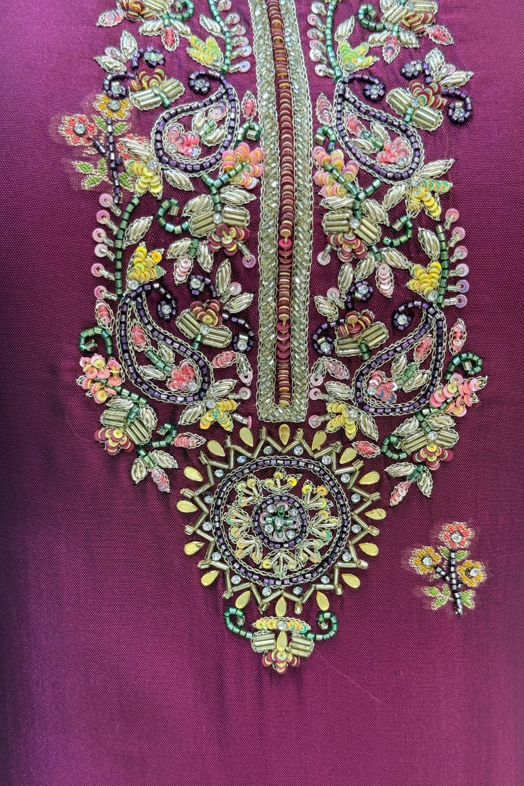 Wine Beads, Sequins, Zari, Stone, Banaras and Jacquard work Straight Cut Salwar Suit