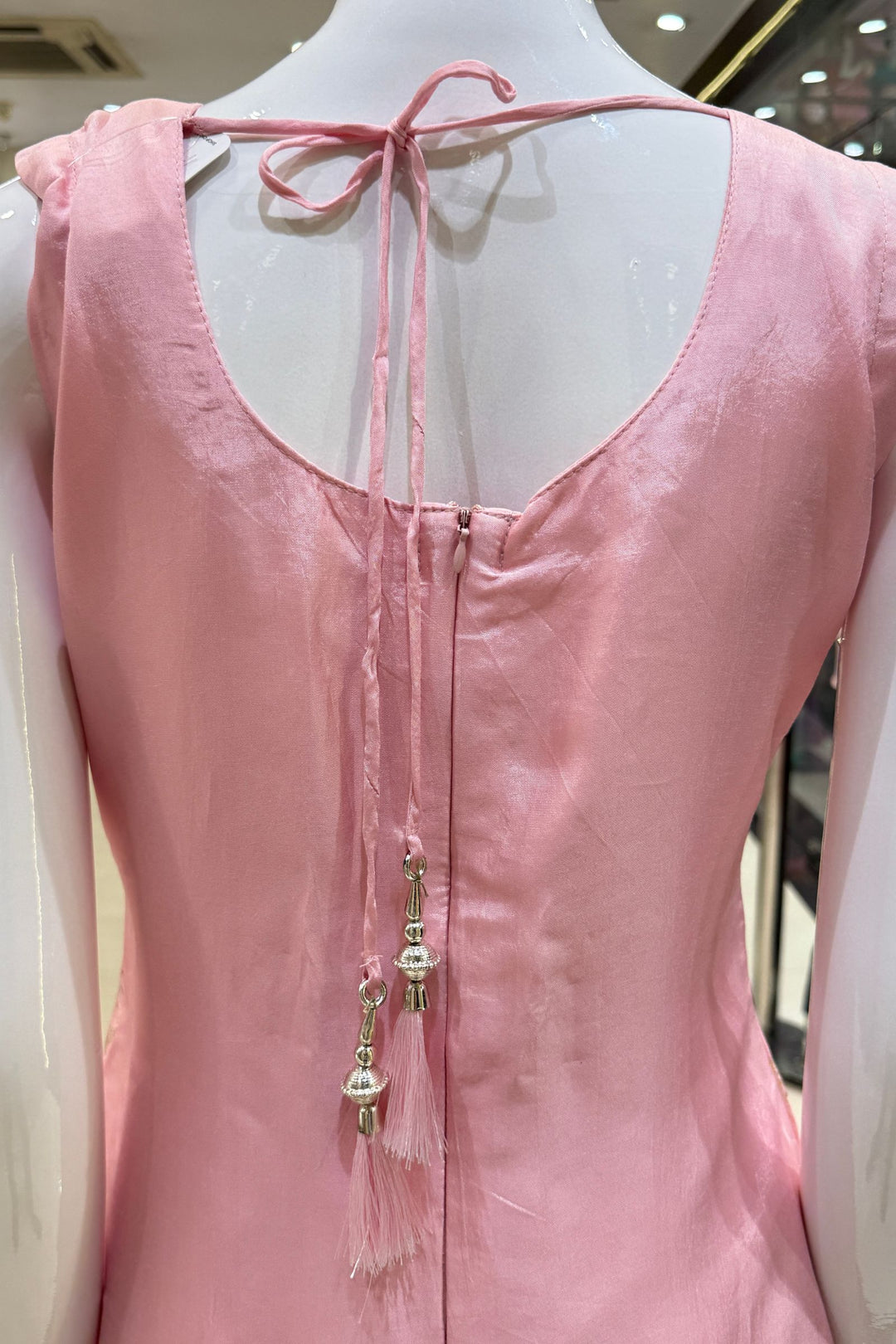 Light Pink Banaras work Straight Cut Salwar Suit