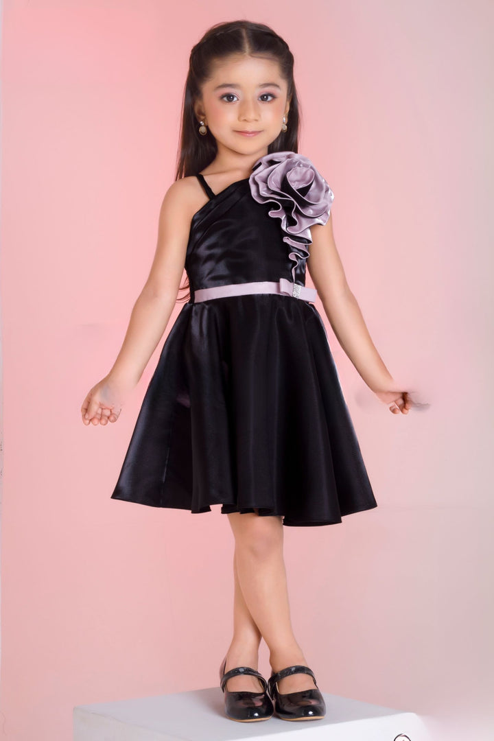 Black Short Partywear Frock for Girls