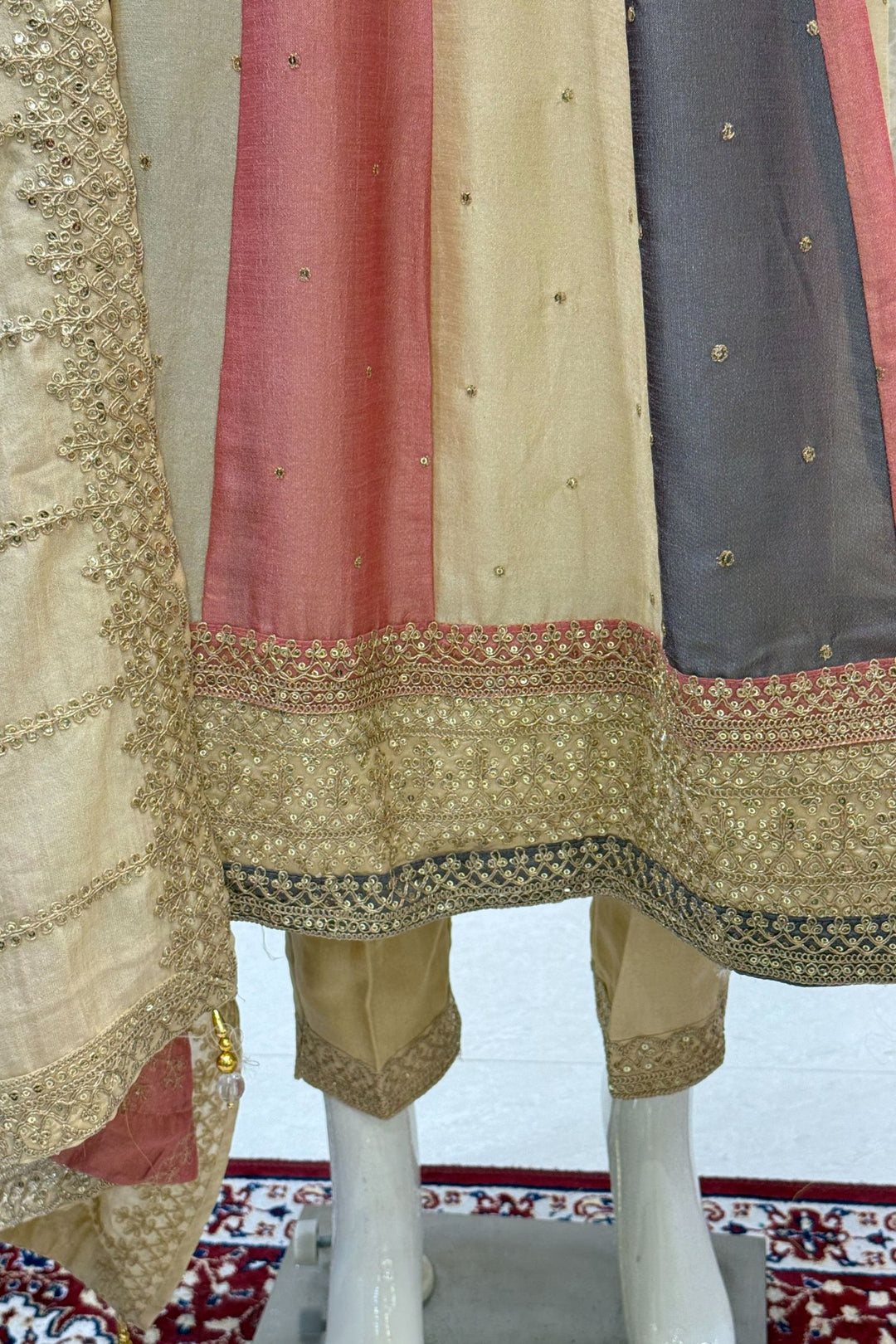 Multicolor Sequins and Zari Thread work Anarkali Style Salwar