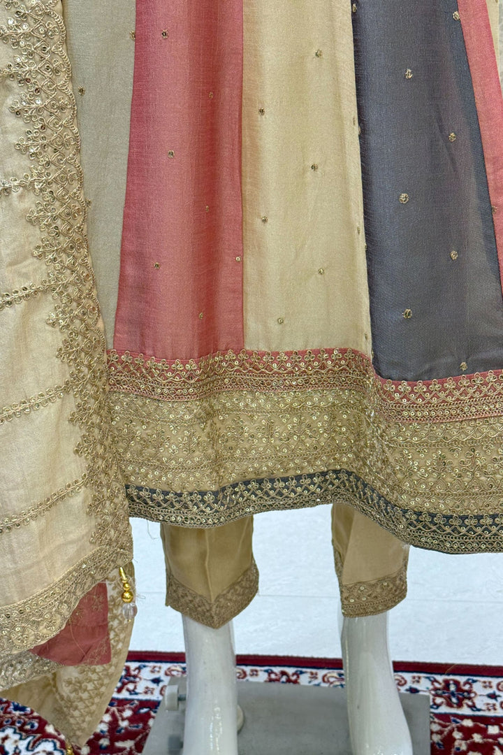 Multicolor Sequins and Zari Thread work Anarkali Style Salwar