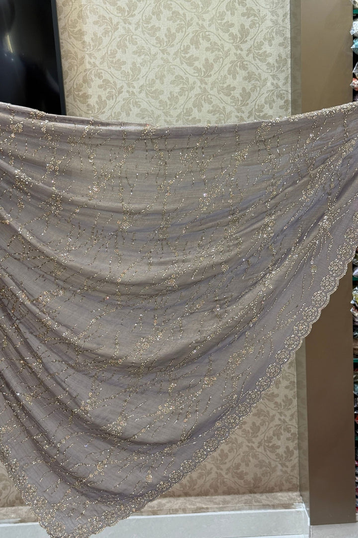 Grey Saree Featuring Stone and Beads work