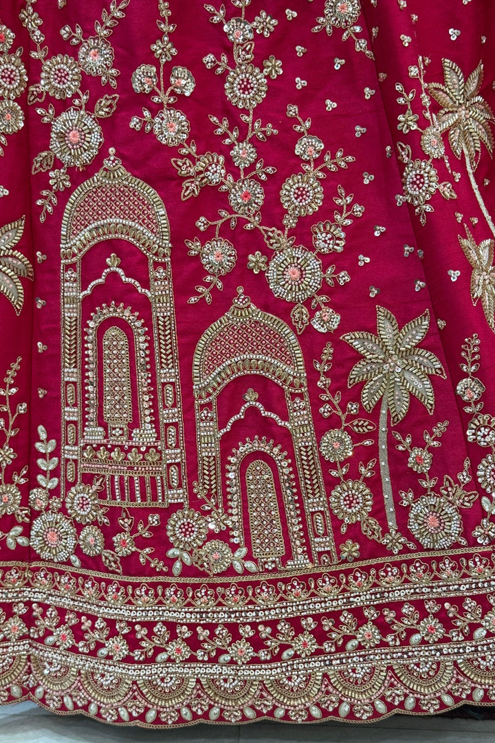 Rani Pink Royal Heritage Motif Wedding Lehenga