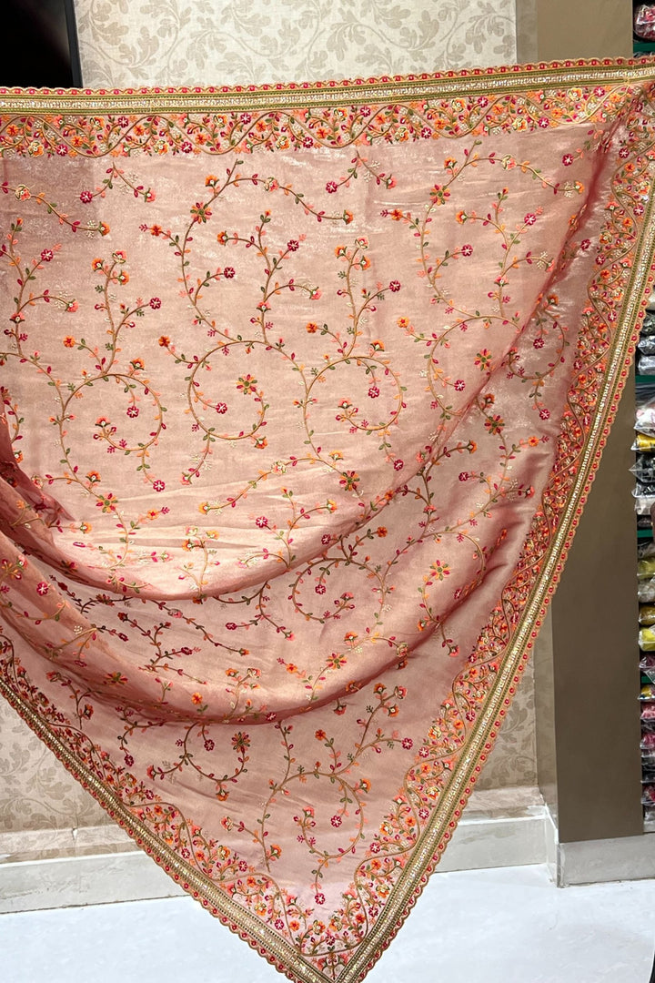 Onion Multicolor Embroidery, Sequins and Stone work Saree