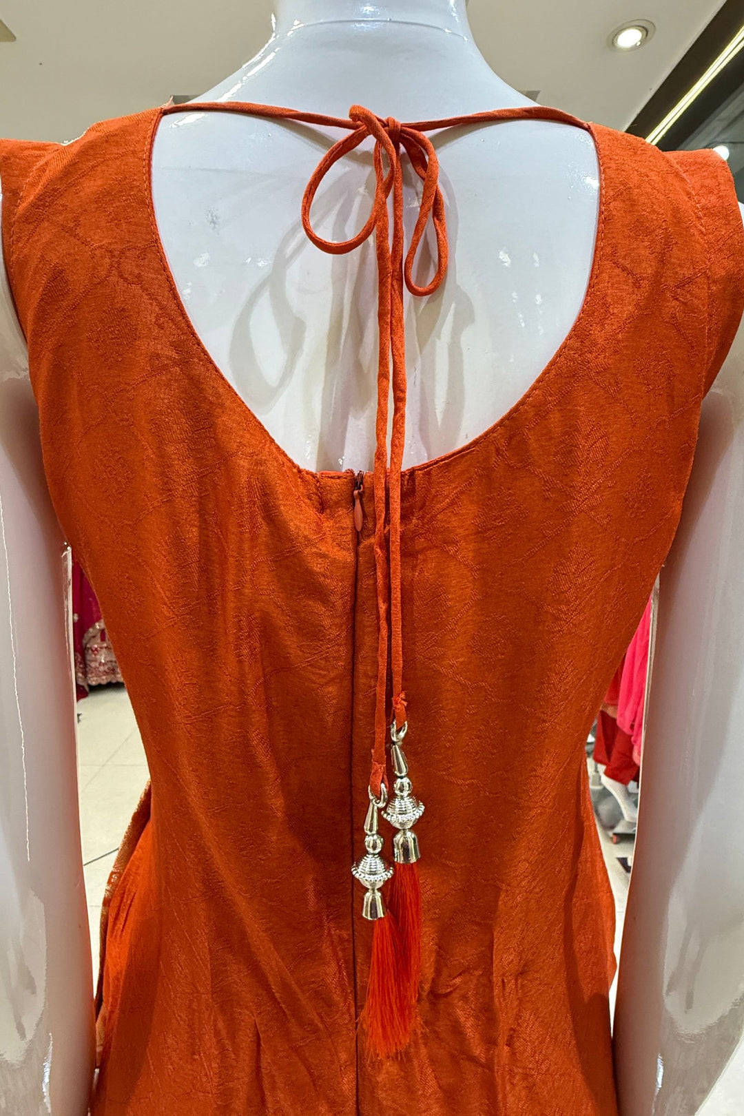 Orange Banaras work Straight Cut Salwar Suit