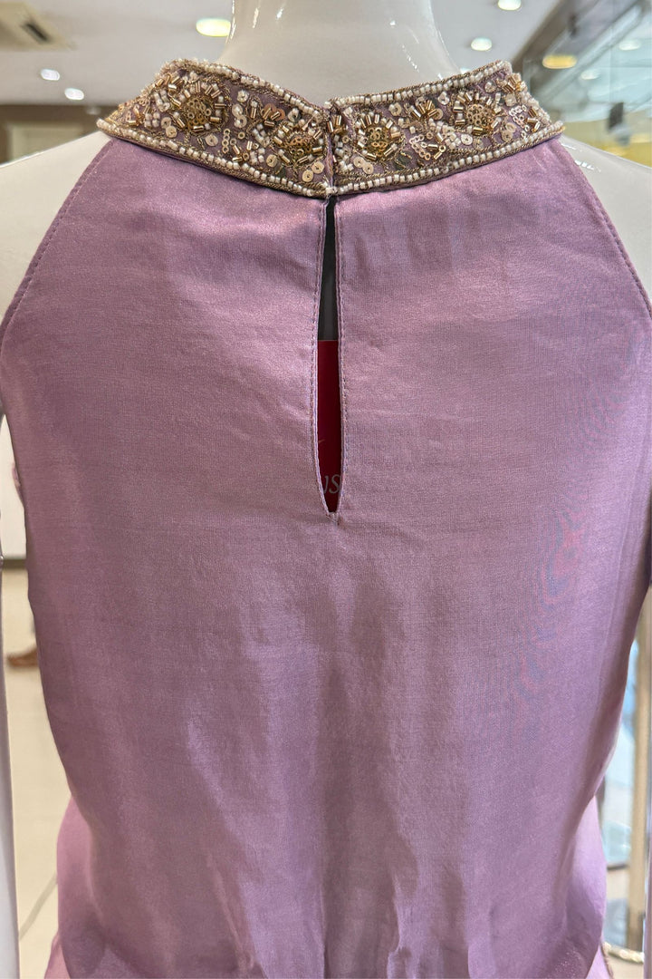 Lavender Zari, Sequins and Beads work Palazzo Salwar Suit