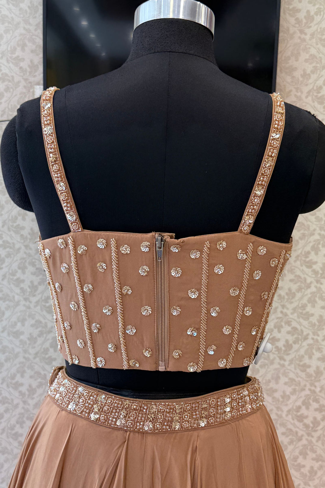 Chiku Beads and Sequins work Crop Top Lehenga