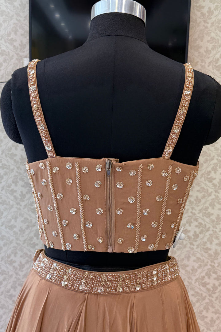 Chiku Beads and Sequins work Crop Top Lehenga