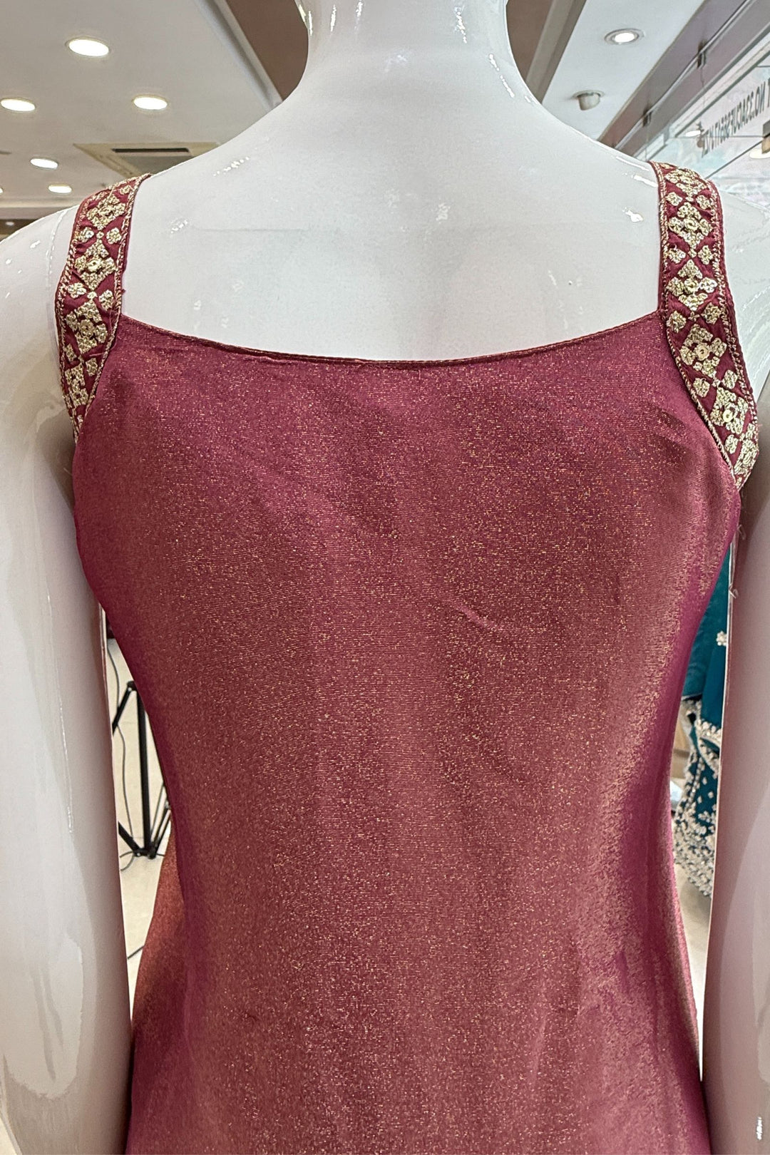 Magenta Zari, Sequins and Banaras work Palazzo Salwar Suit