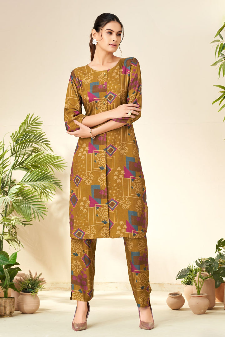 Olive Green with Multicolor Digital Print Straight Cut Salwar Suit