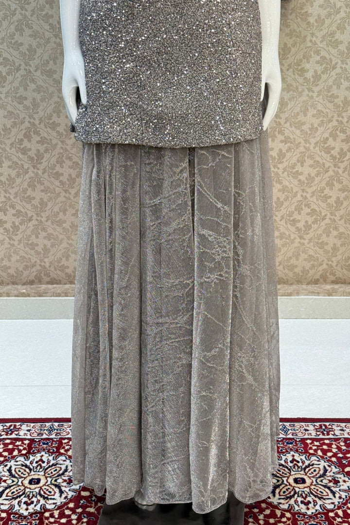 Grey Sequins and Stone work Palazzo Salwar Suit