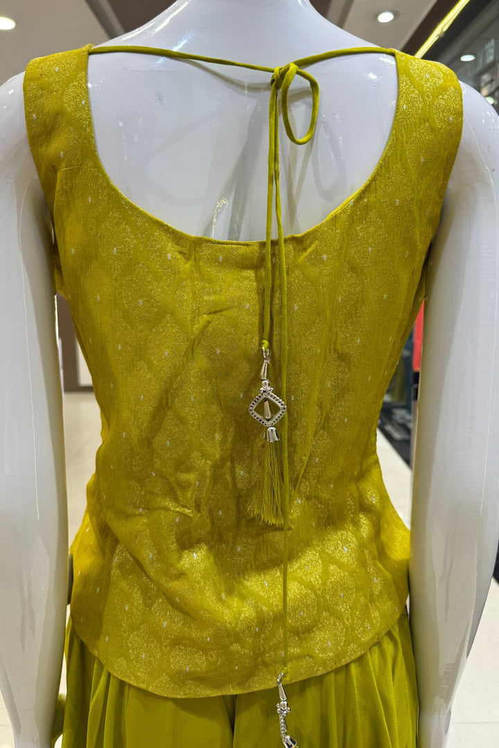 Liril Green Mirror, Stone and Banaras work Palazzo Suit Set