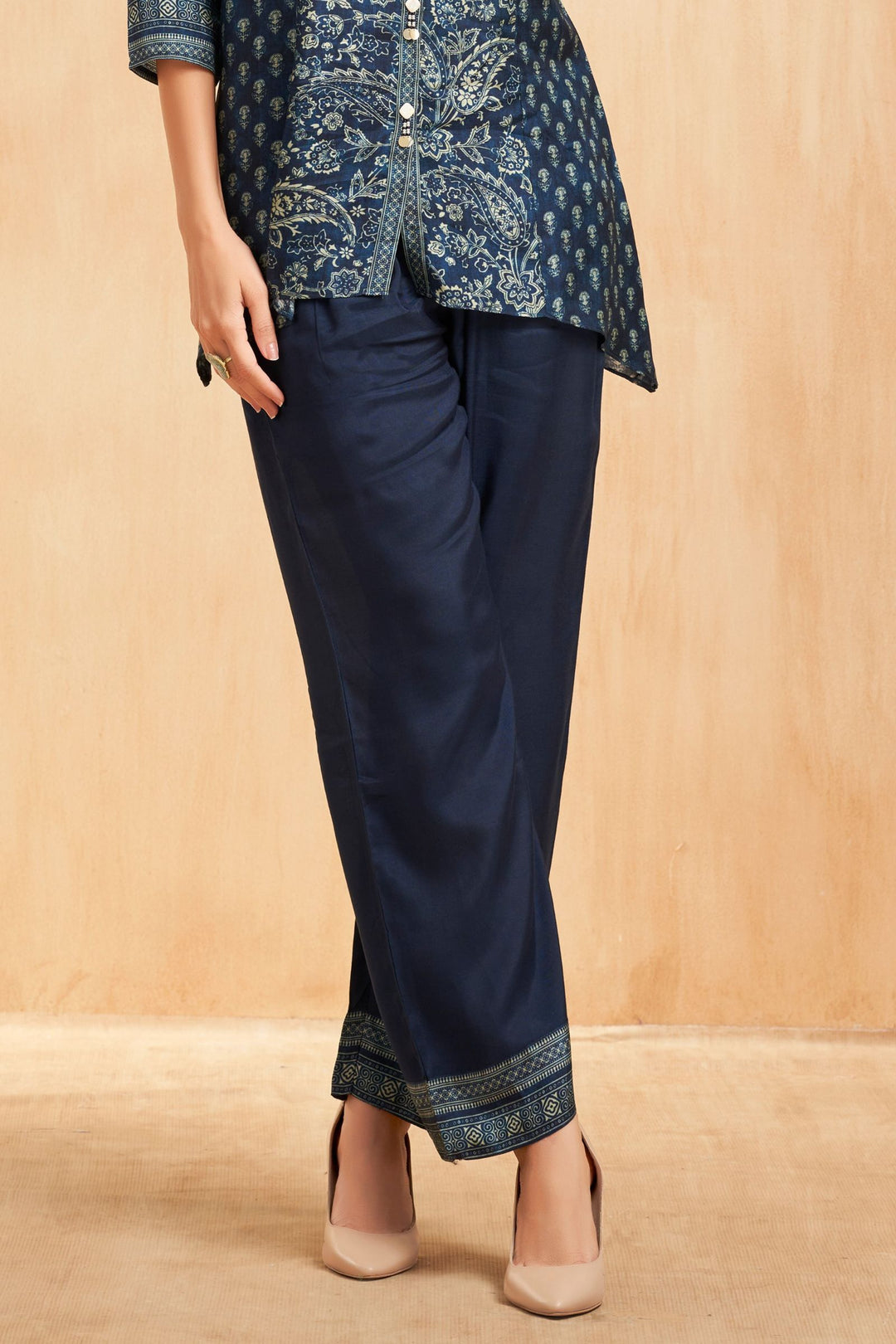 Navy Blue Digital Print Cord Set