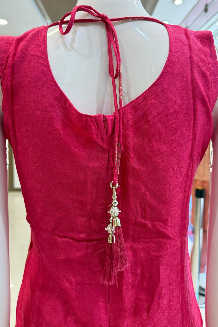 Pink Banaras work Straight Cut Salwar Suit