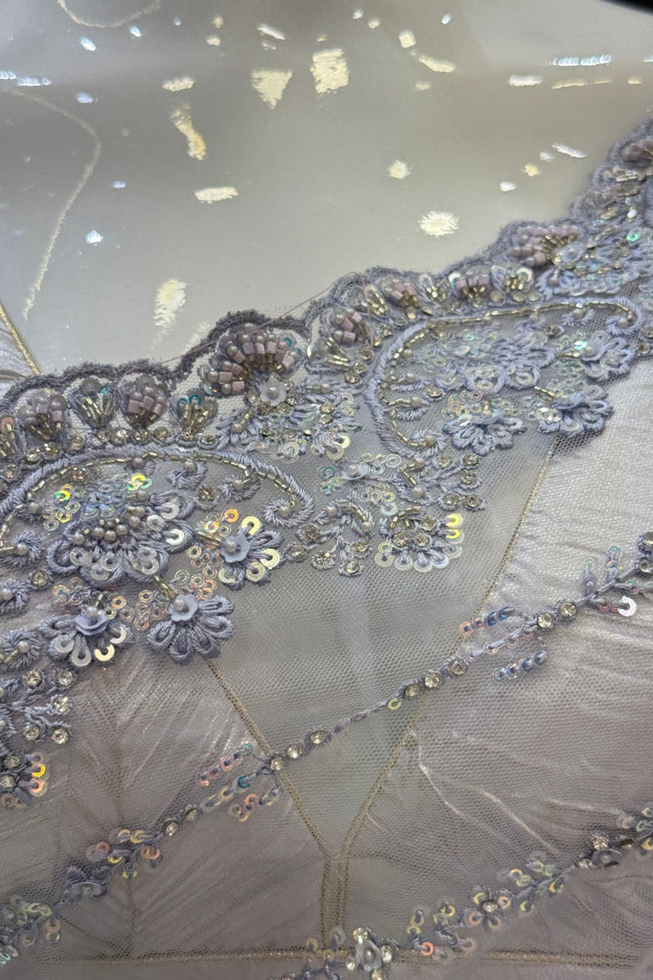 Premium Party Wear Net Saree with Heavy Embellished Border