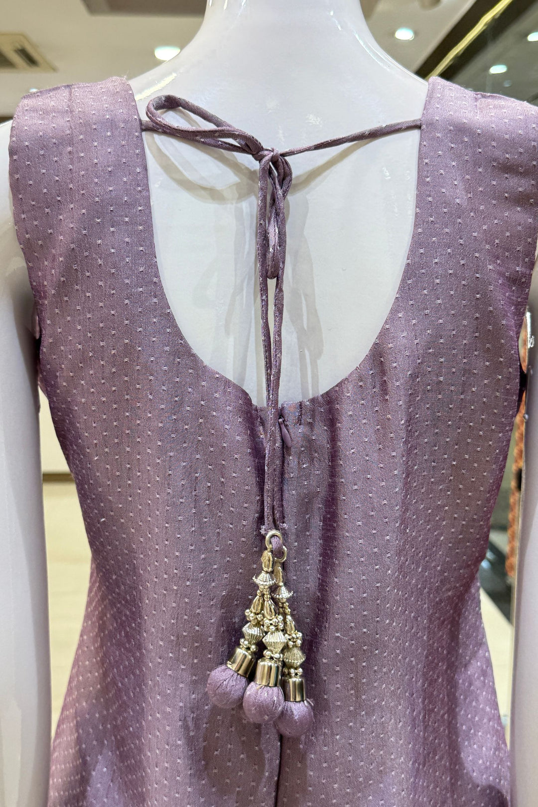 Lilac Mirror, Sequins, Zardozi and Beads work Straight Cut Salwar Suit