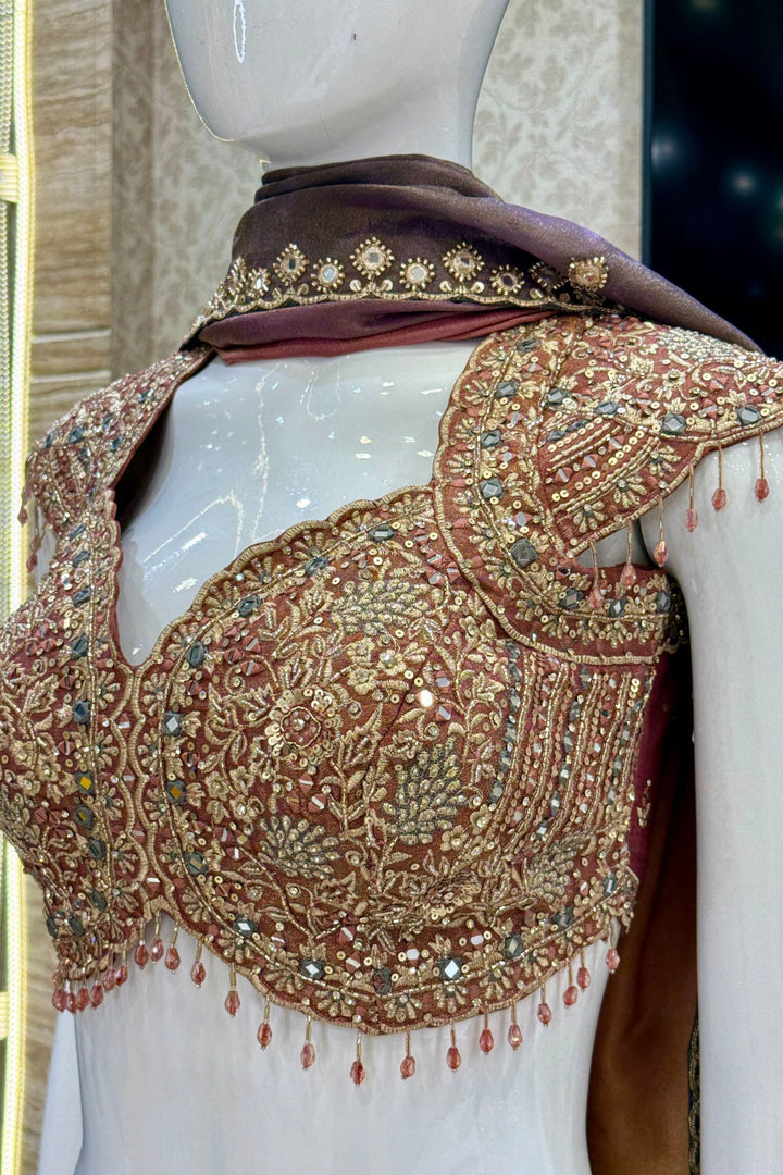 Designer Lehenga with Intricate Mirror, Stone, Sequins, Zari and Beads work