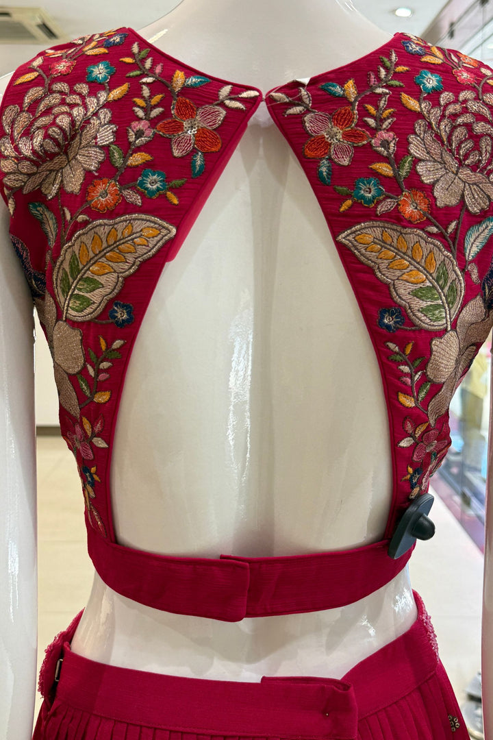 Rani Pink Floral Embroidered Palazzo Set