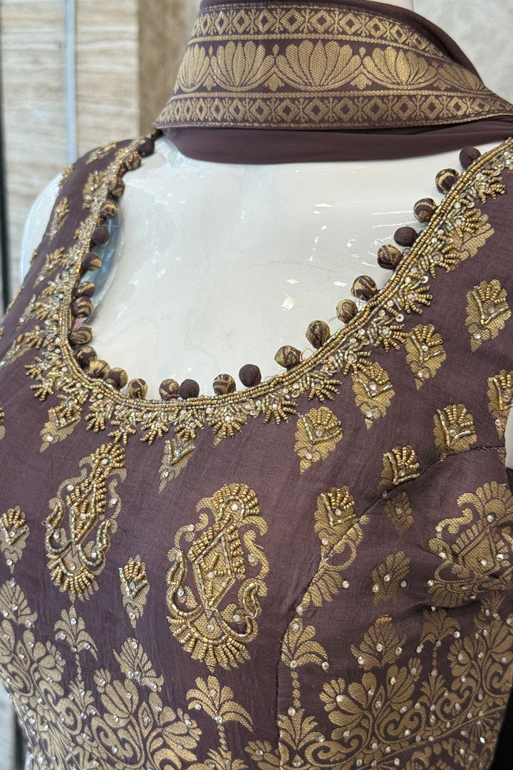 Elegant Palazzo Set with Intricate Stone, Beads and Banaras