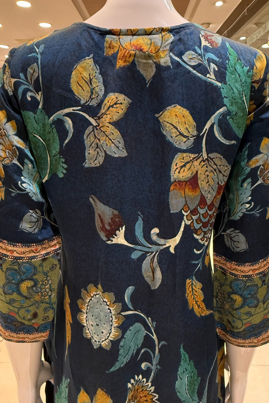 Peacock Blue Sequins, Zardozi and Beads work with Digital Print Straight Cut Salwar Suit