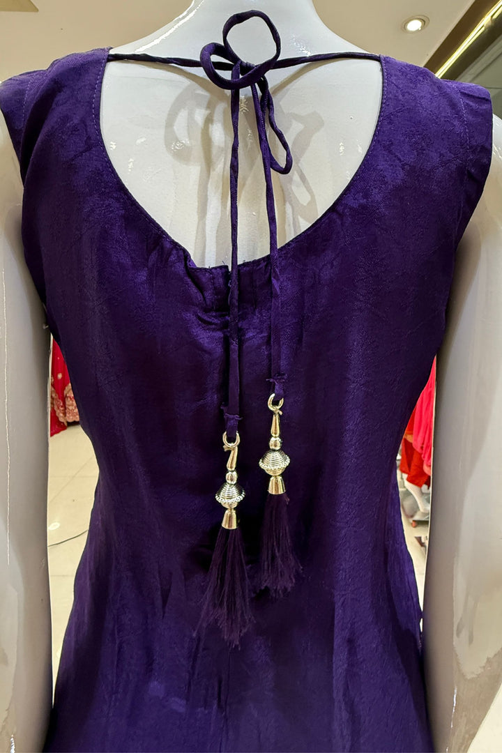 Purple Banaras work Straight Cut Salwar Suit
