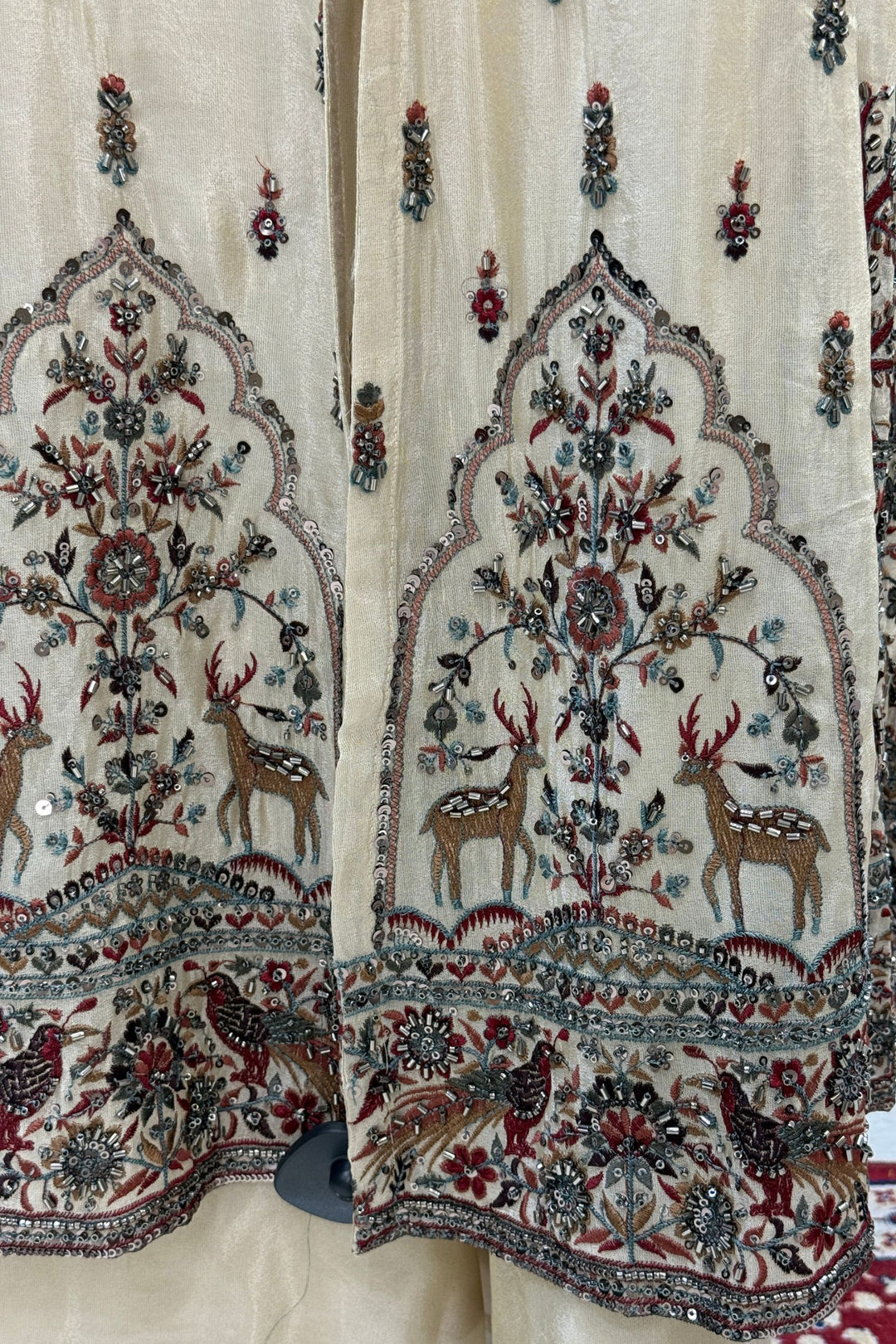 Mastani Style Palazzo Set with Beads and Sequins Work Featuring Detailed Animal Motifs