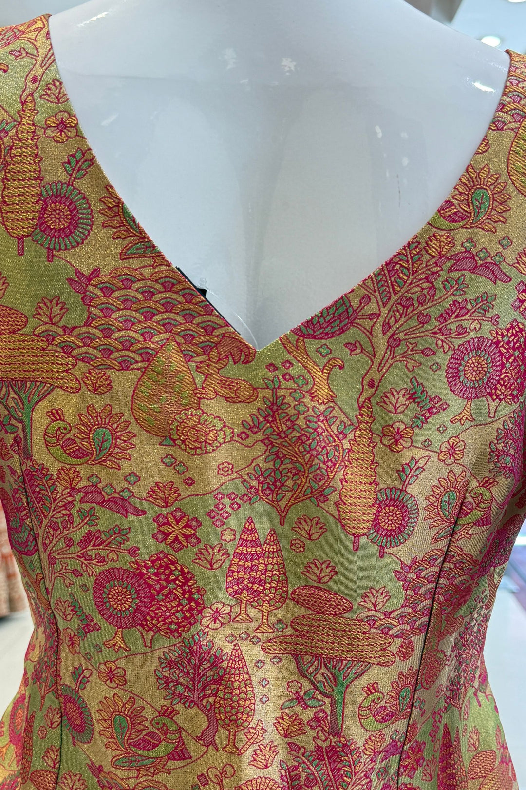 Gold with Pink Banaras work Palazzo Salwar Suit