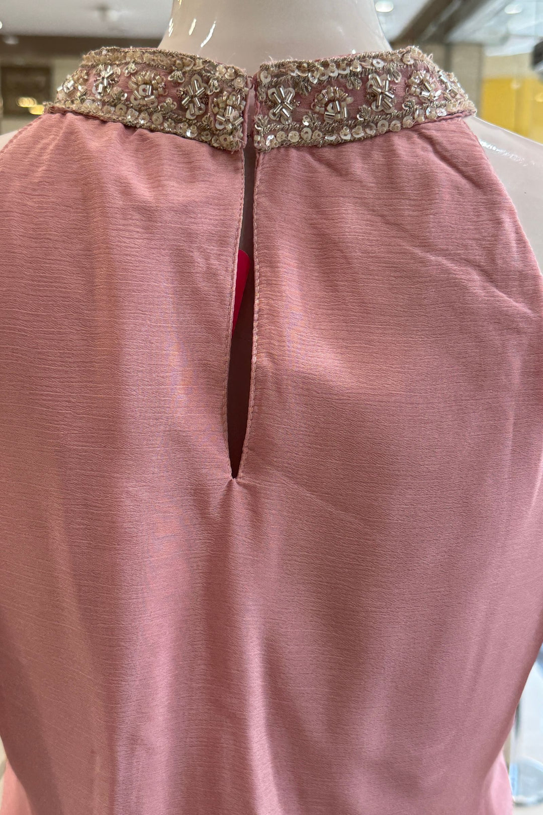 Light Pink Zari, Sequins and Beads work Palazzo Salwar Suit