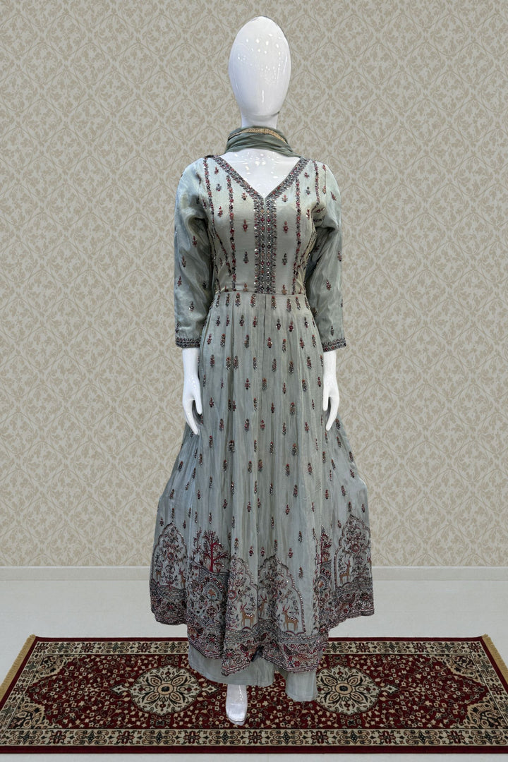 Mastani Style Palazzo Set with Beads and Sequins Work Featuring Detailed Animal Motifs