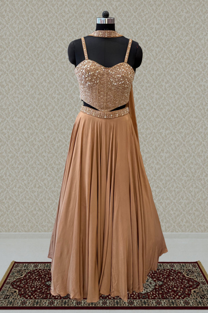 Chiku Beads and Sequins work Croset Top Lehenga