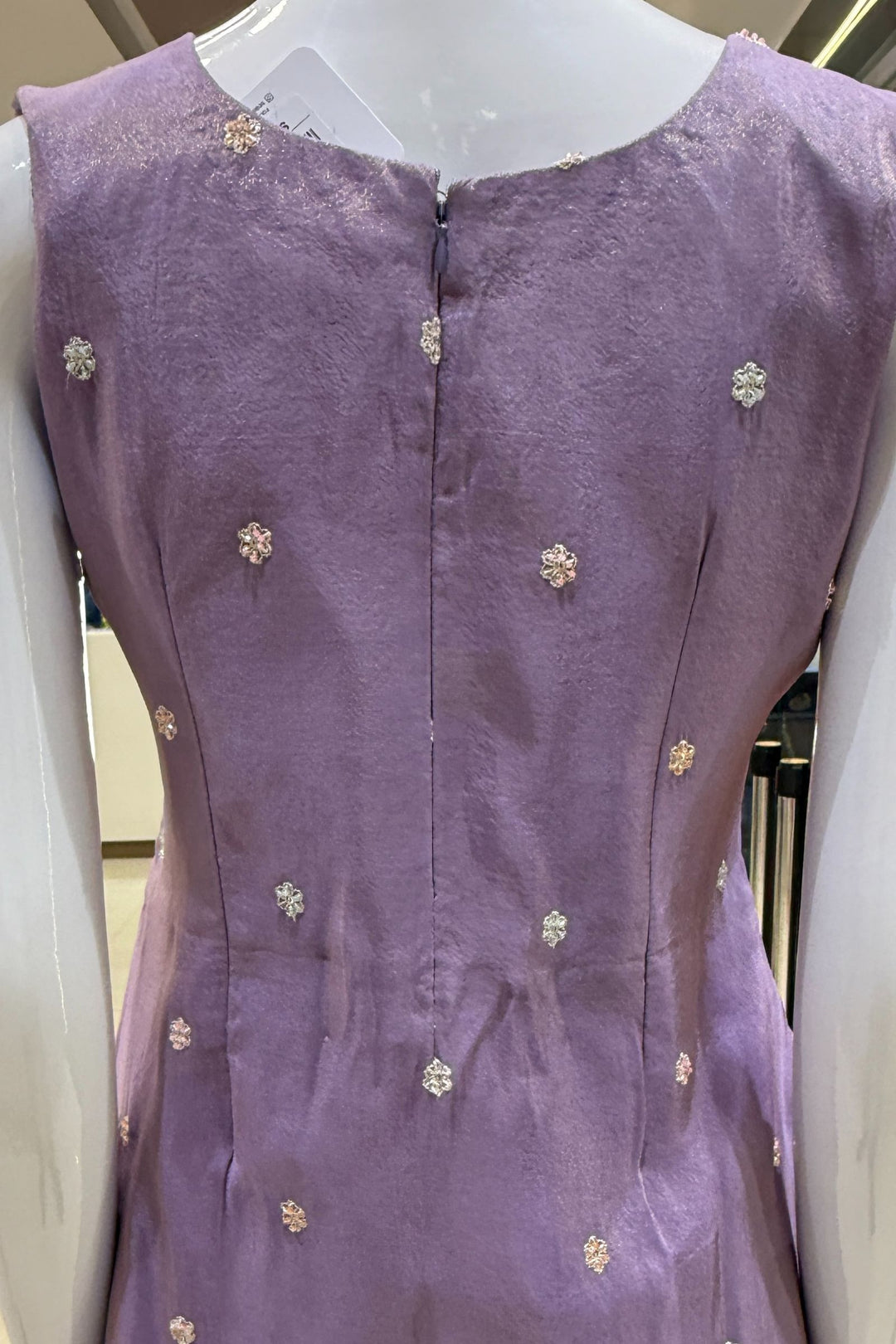 Lavender Thread, Beads, Sequins, Zardozi and Mirror work Palazzo Salwar Suit