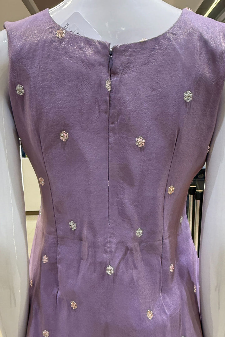 Lavender Thread, Beads, Sequins, Zardozi and Mirror work Palazzo Salwar Suit