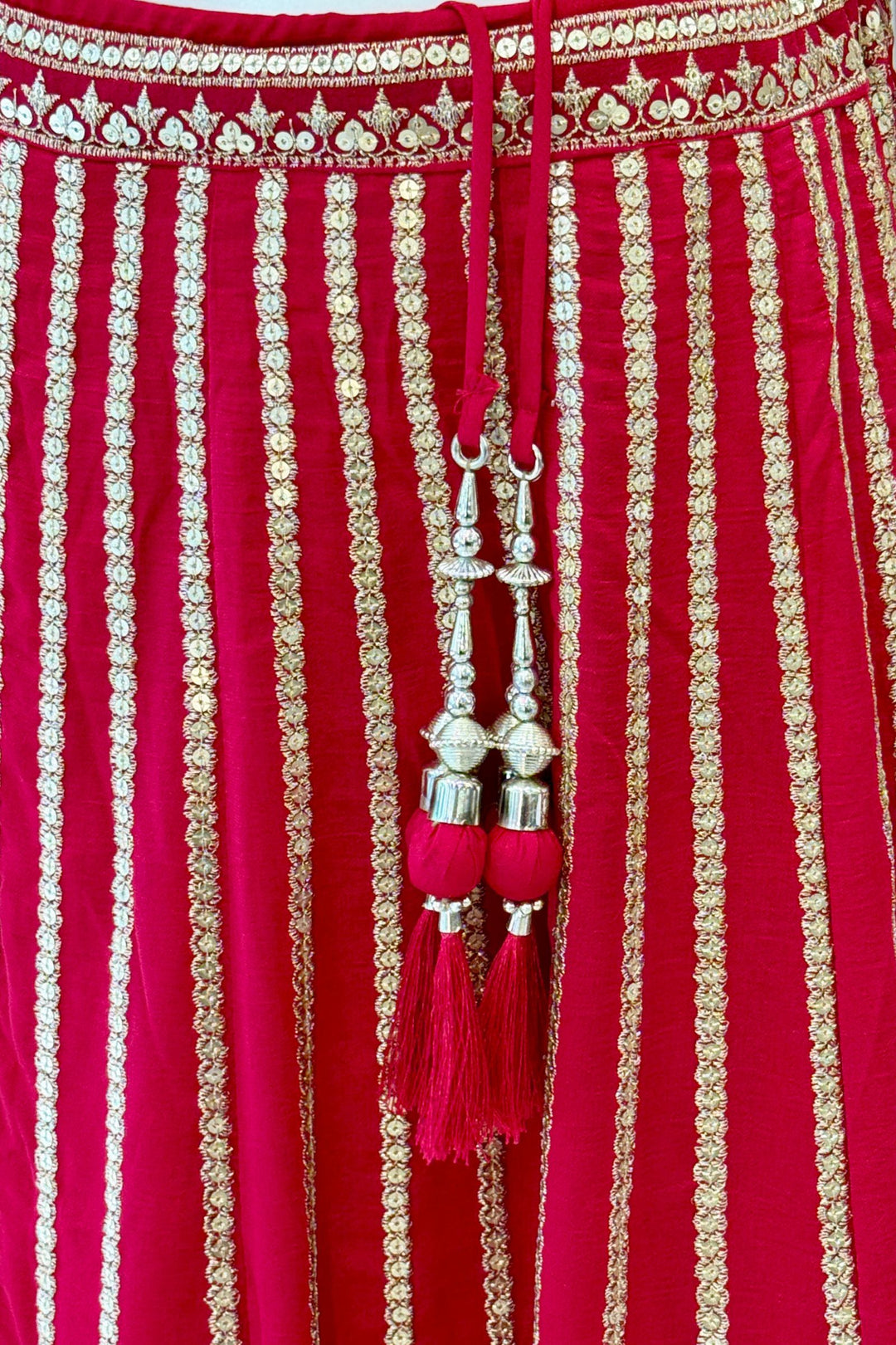 Rani Pink Sequins and Zari work Crop Top Lehenga