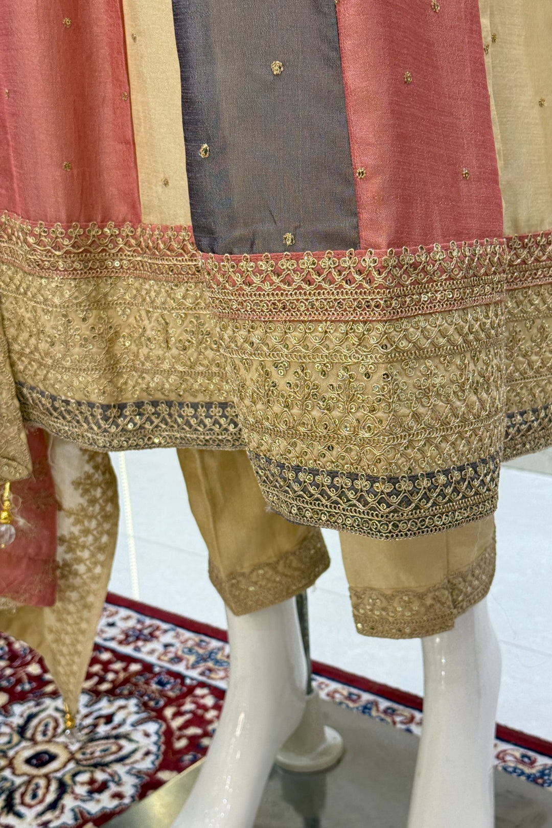 Multicolor Sequins and Zari Thread work Anarkali Style Salwar