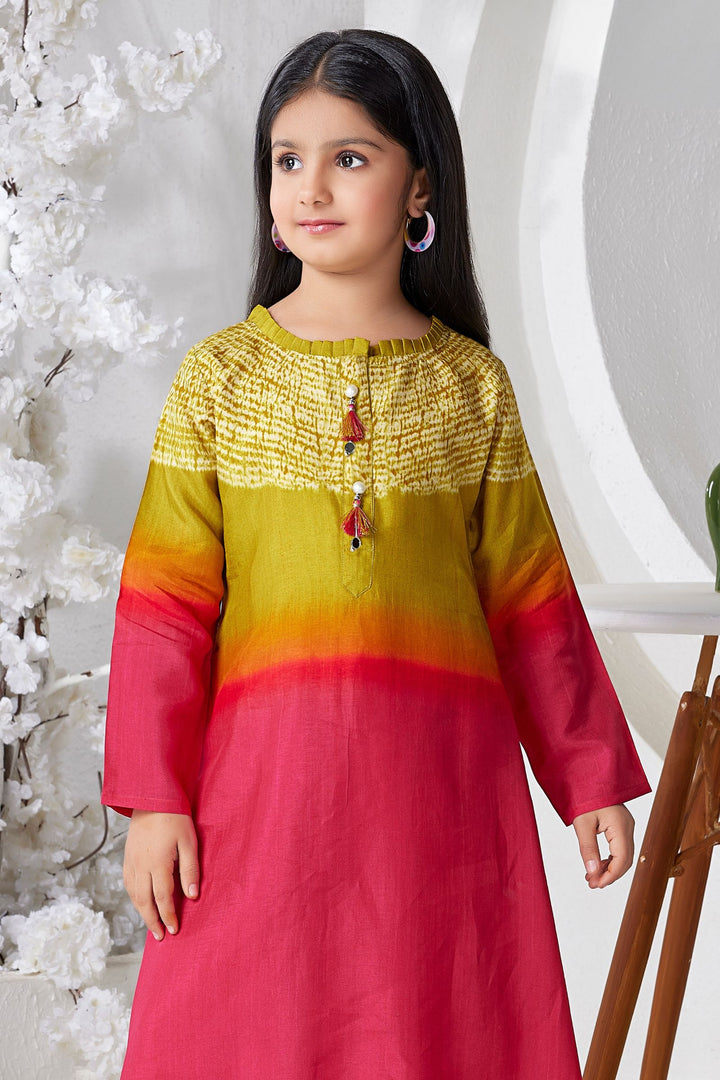 Multicolor with Digital Print A-Line Cut Salwar Suit for Girls