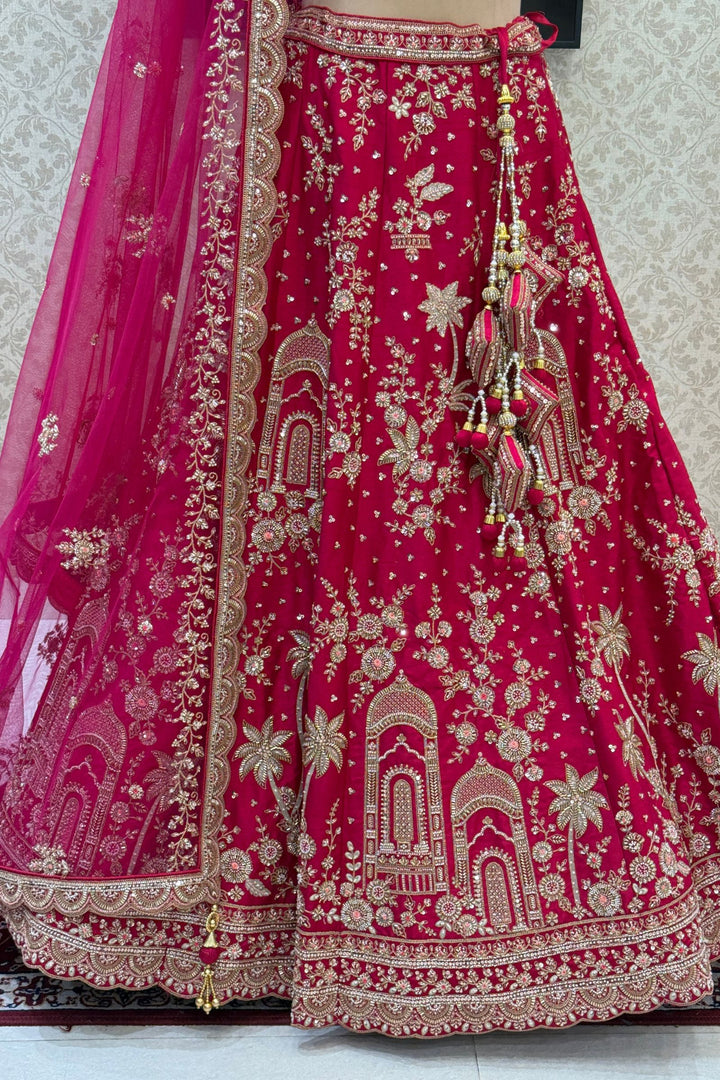 Rani Pink Royal Heritage Motif Wedding Lehenga